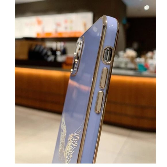 NEW iPhone 13/Pro/Max Luxury Electroplate Wings Soft iPhone case - Gray Blue - Picture 3 of 3